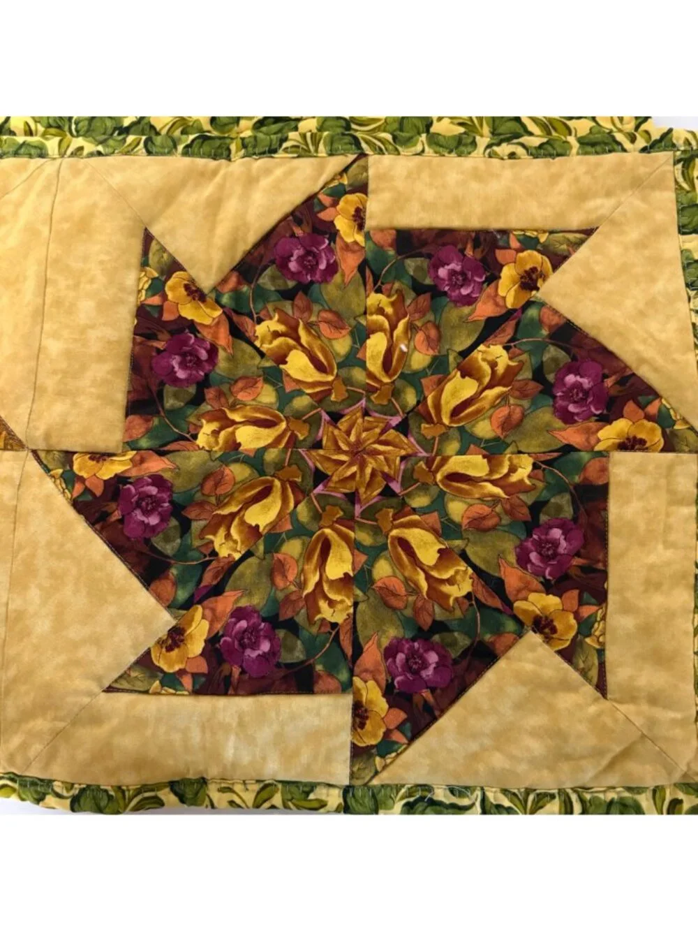Handmade Floral Quilted Table Runner Cottagecore Patchwork Farmhouse Decor